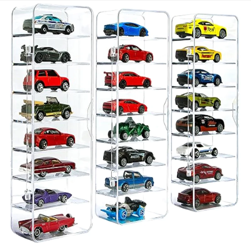 

1:64 Acrylic Car Display Box For Car Model Toy 8 Grid Cabinet Rack Dustproof Stackable Car Storage Box Transparent Display Rack