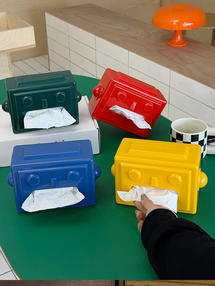 Kreative Roboter-Taschentuchbox Aufbewahrung Serviettenhalter Papierbox Dekoration Desktop-Taschentuchhalter Küchen-Taschentuchbox Geschenk für Freunde – Detail 1