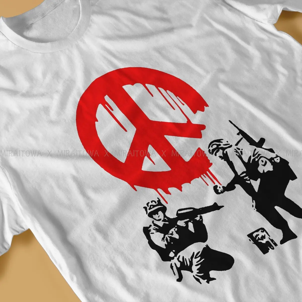 Peace Soldiers  Harajuku TShirt Banksy Graffiti Street Artist Creative Streetwear Comfortable T Shirt Men Tee Special Gift