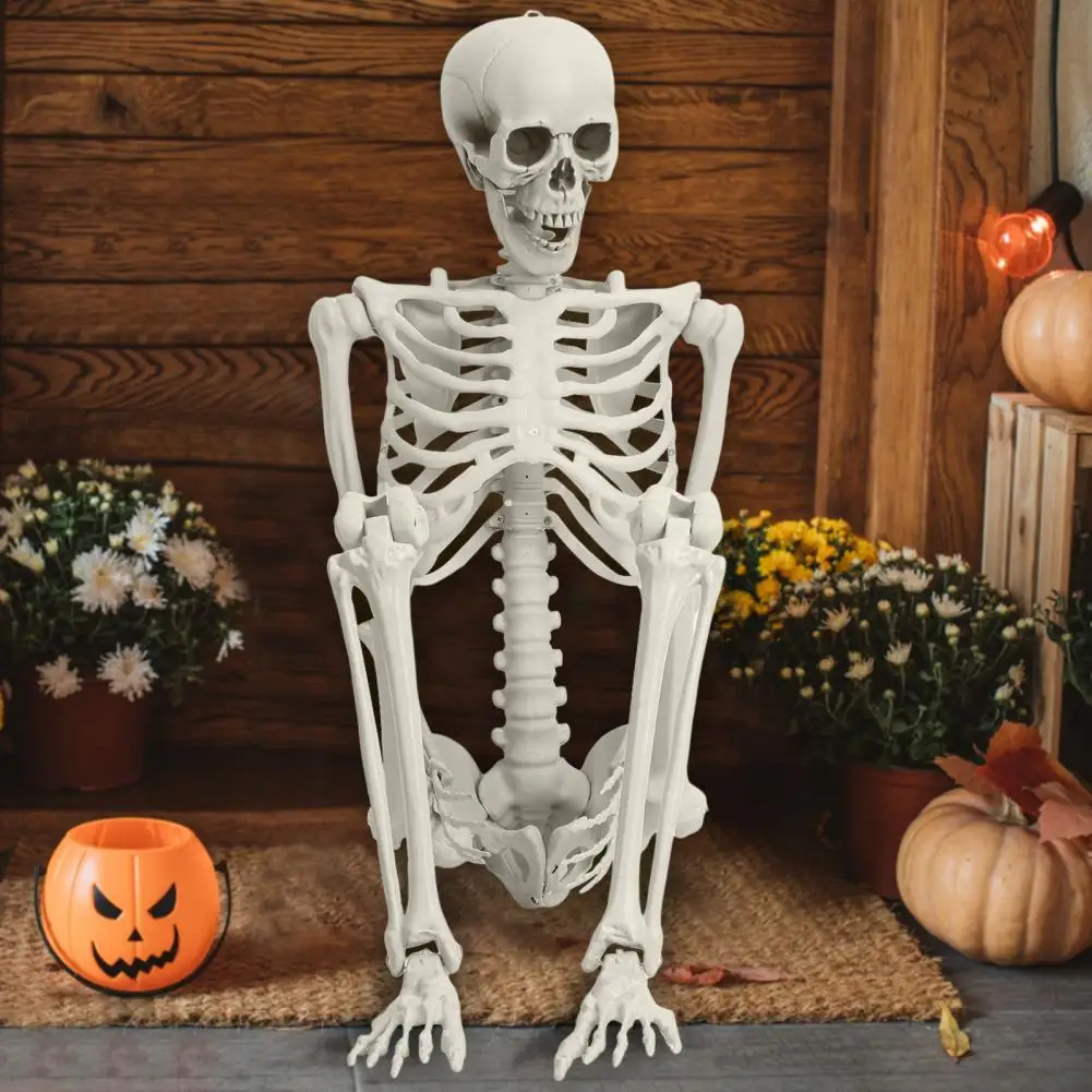 

Skeleton Halloween Decor 5.4FT Posable Plastic Skeletons for Haunted House Graveyard Scene Party Props Decor Garden Furniture