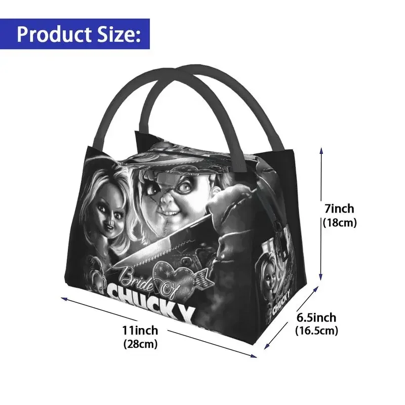 Bride Of Chucky Insulated Lunch Bags for Women Killer Doll Chucky Resuable Thermal Cooler Food Lunch Box Work Travel