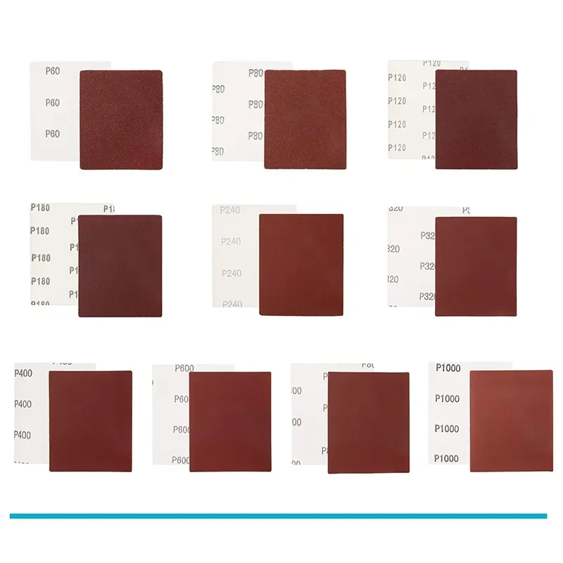 100*110MM Hook and Loop Sandpaper Kit 20Pcs 40-1000 Assorted Grit Sanding Sheets Assortment for Car and Wood Plain Backing