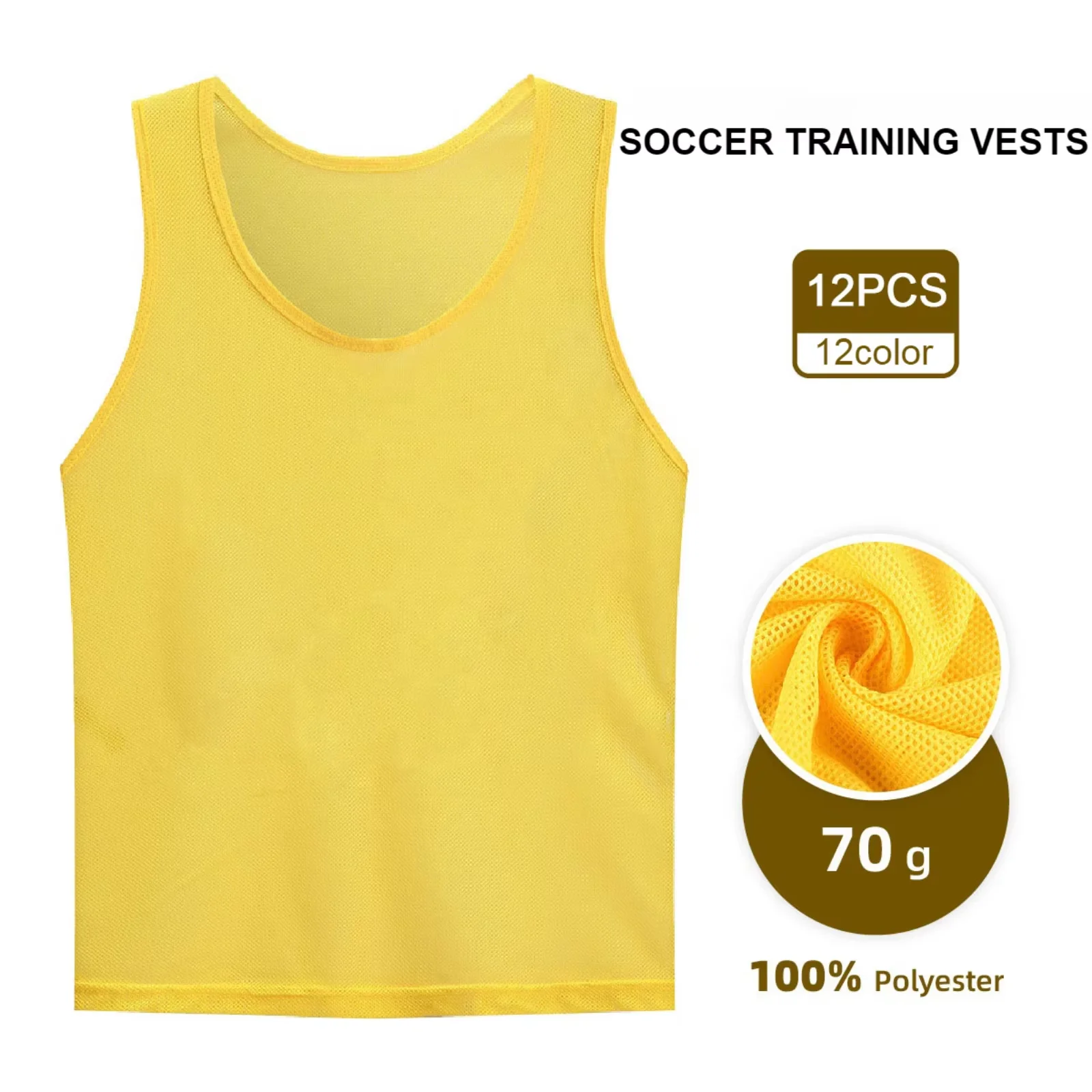 Soccer Training Vests 12Pcs Breathable Large Mesh Football Pinnies for Match Team Scrimmage Practice Quick Drying Sports Bibs