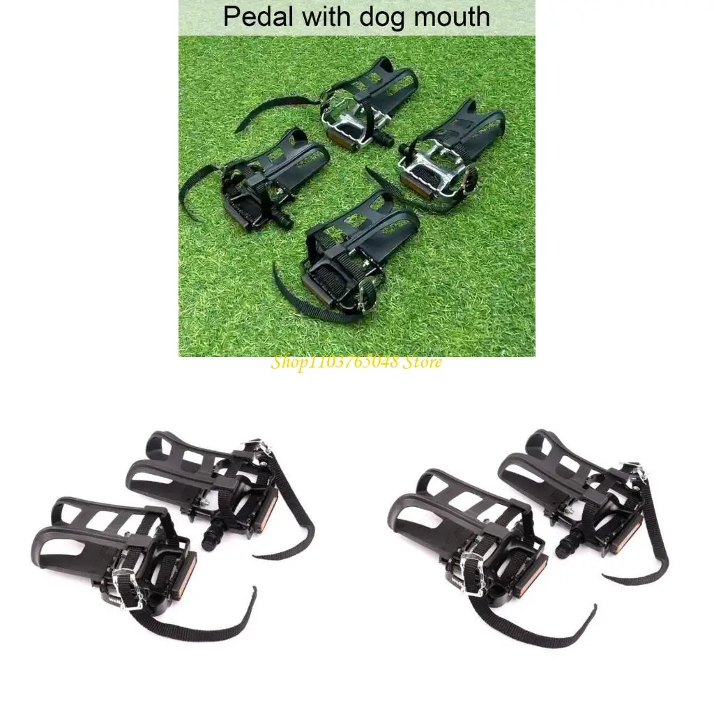 

R53E MultiPurpose Bicycles Pedals Bike Pedals with Toe Clip and Strap for Exercise Bike, Spin Bike and Outdoor Bicycles
