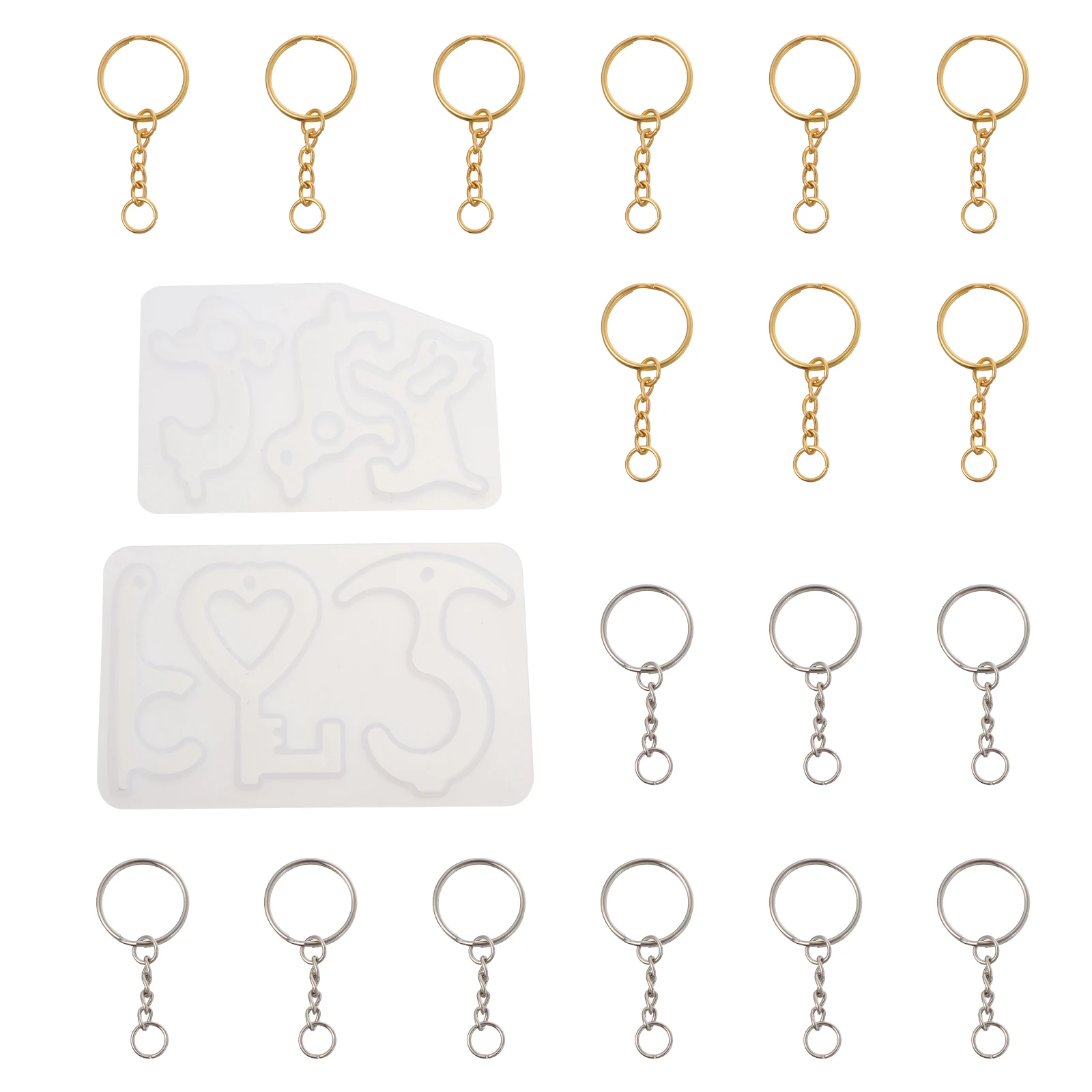 

1 set Keychain DIY No Touch Door Opener Epoxy Silicone Mold Heart Animal Shape Strong Durable