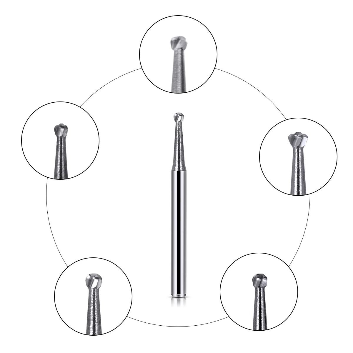 10pcs/box Dental Tungsten Carbide Bur Drill FG 1/2/3/4/5 Round 1.6mm for High Speed Handpiece Dentistry Burs