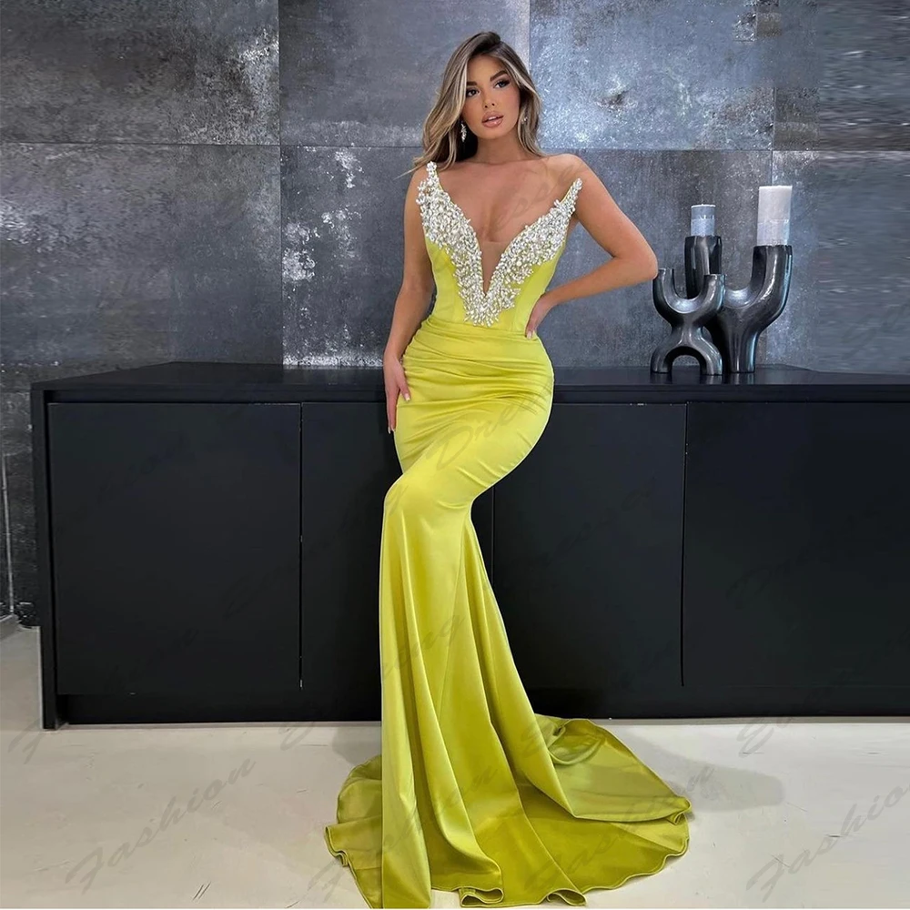 

Simple Slimming Evening Long Dresses Long Elegant Off Shoulder Sleeveless Luxury Exquisite Beading Sexy Party Prom Gowns 2024