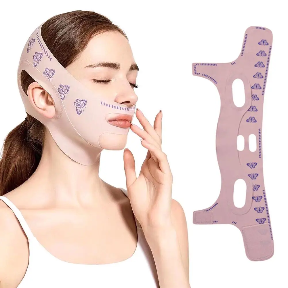 Bandage amincissant à double pont pour le visage, ceinture à motif papillon, outil de beauté pour le ruisseau, ligne de bande, joue, V Lift Facia, A0M5