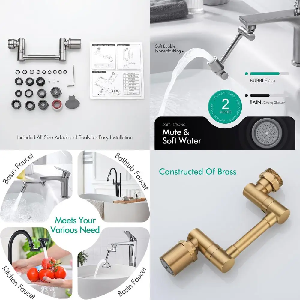 

Вращающийся на 360 градусов удлинитель кухонной раковины, двухрежимный адаптер для смесителя, универсальный аэратор для ванной комнаты, отделка матовым никелем