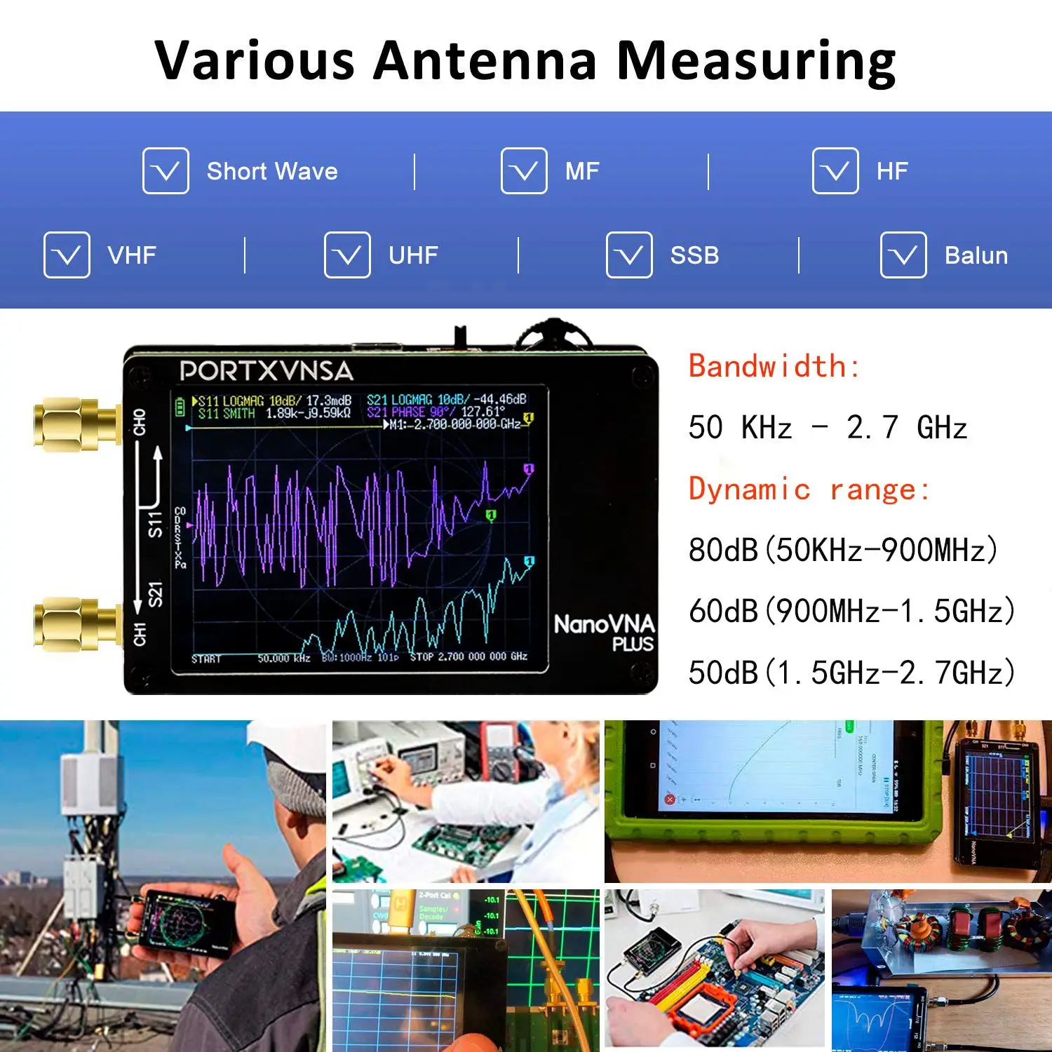 New Upgraded NanoVNA 50kHz-2.7GHz Vector Network Antenna Analyzer