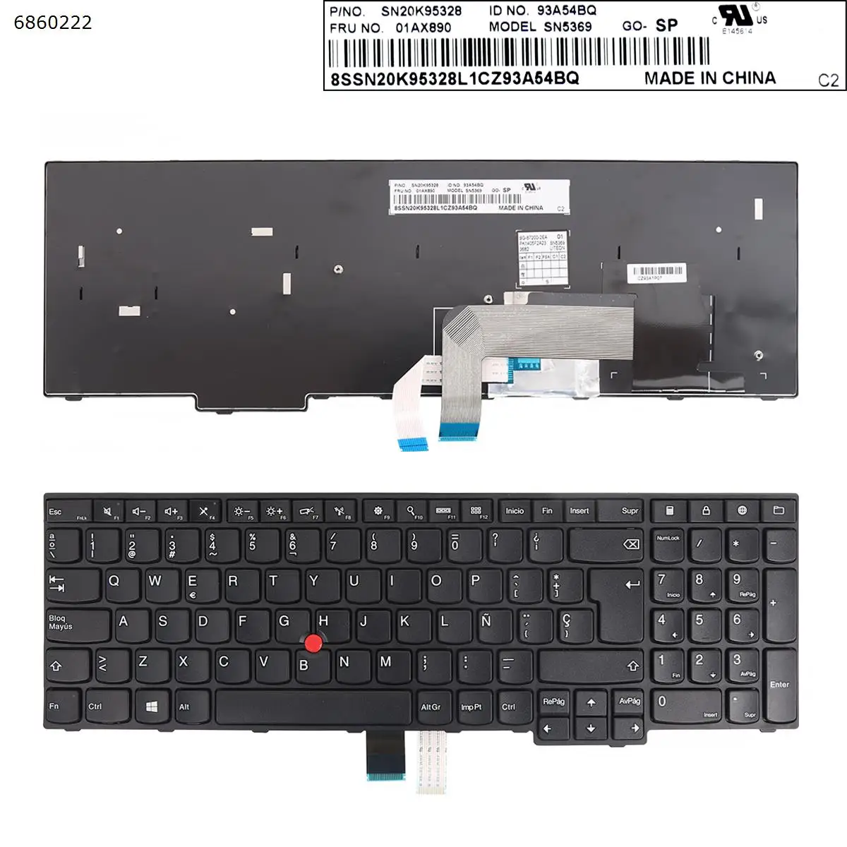 Clavier d'ordinateur portable SP pour ThinkSub, E555, E550, cadre noir, anciers pointu