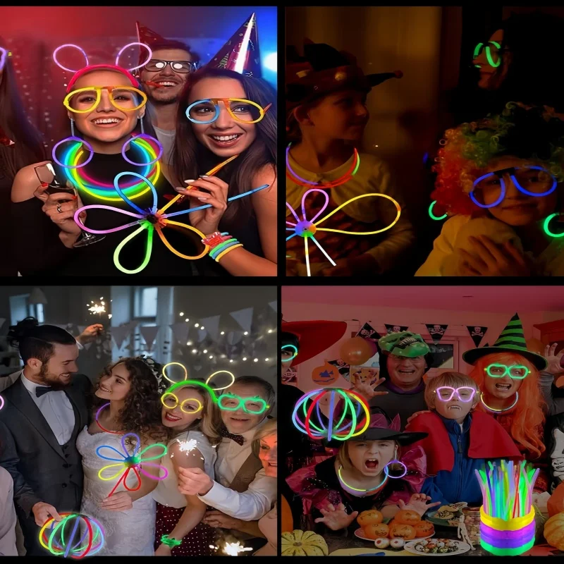 98Pcs Fluorescence Sticks Party Multicolor Glowing Stick Bright Colorful Light Bright Bendable Glow Bracelet Party Supplies Toy