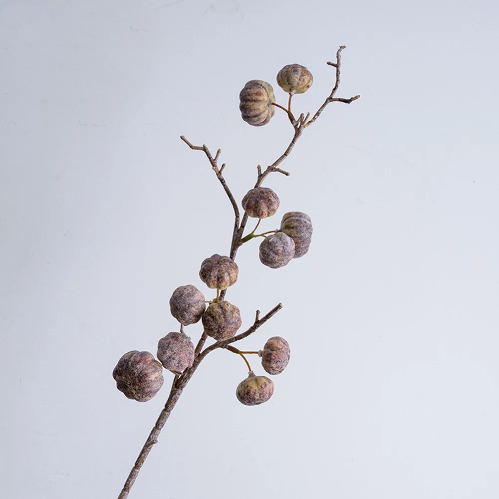 

Green Plant 12-Fruit Artificial Pumpkin Branches Handmade Elegant Simulation Pumpkin Realistic Fake Plants Fall Decor