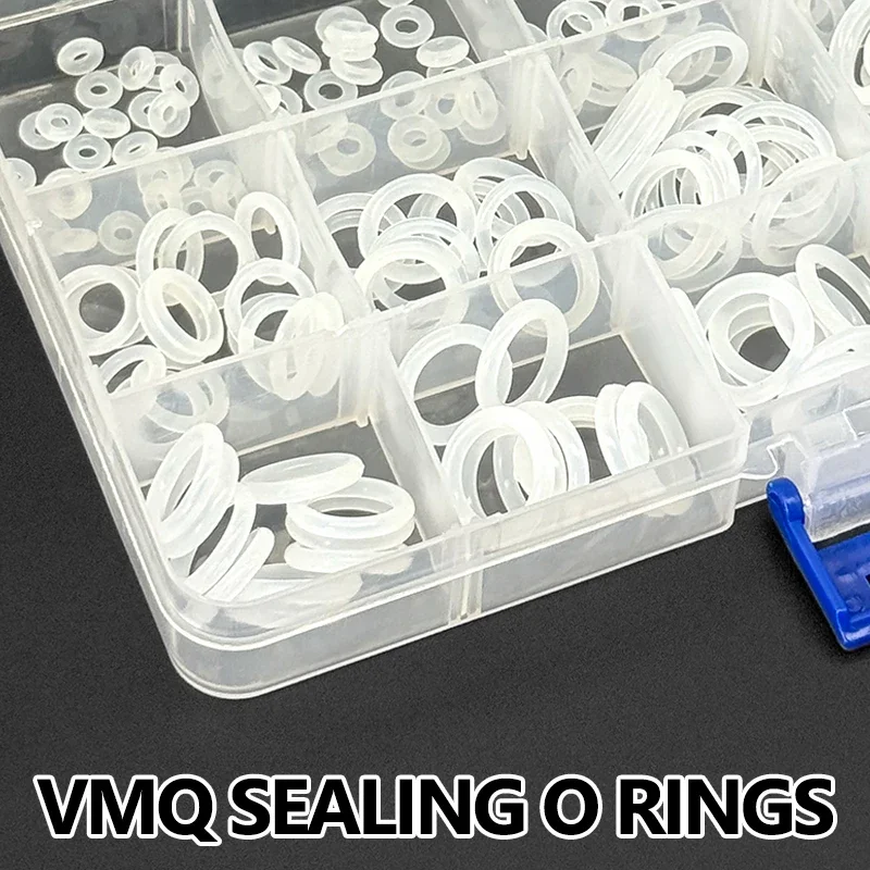 CS1.9/2.4mm Sortiment-Set Weiße Silikon-O-Ringe in Box, Wasserdichte Ölbeständige Dichtungen, Reparatur-Set für Armaturen und Ventile