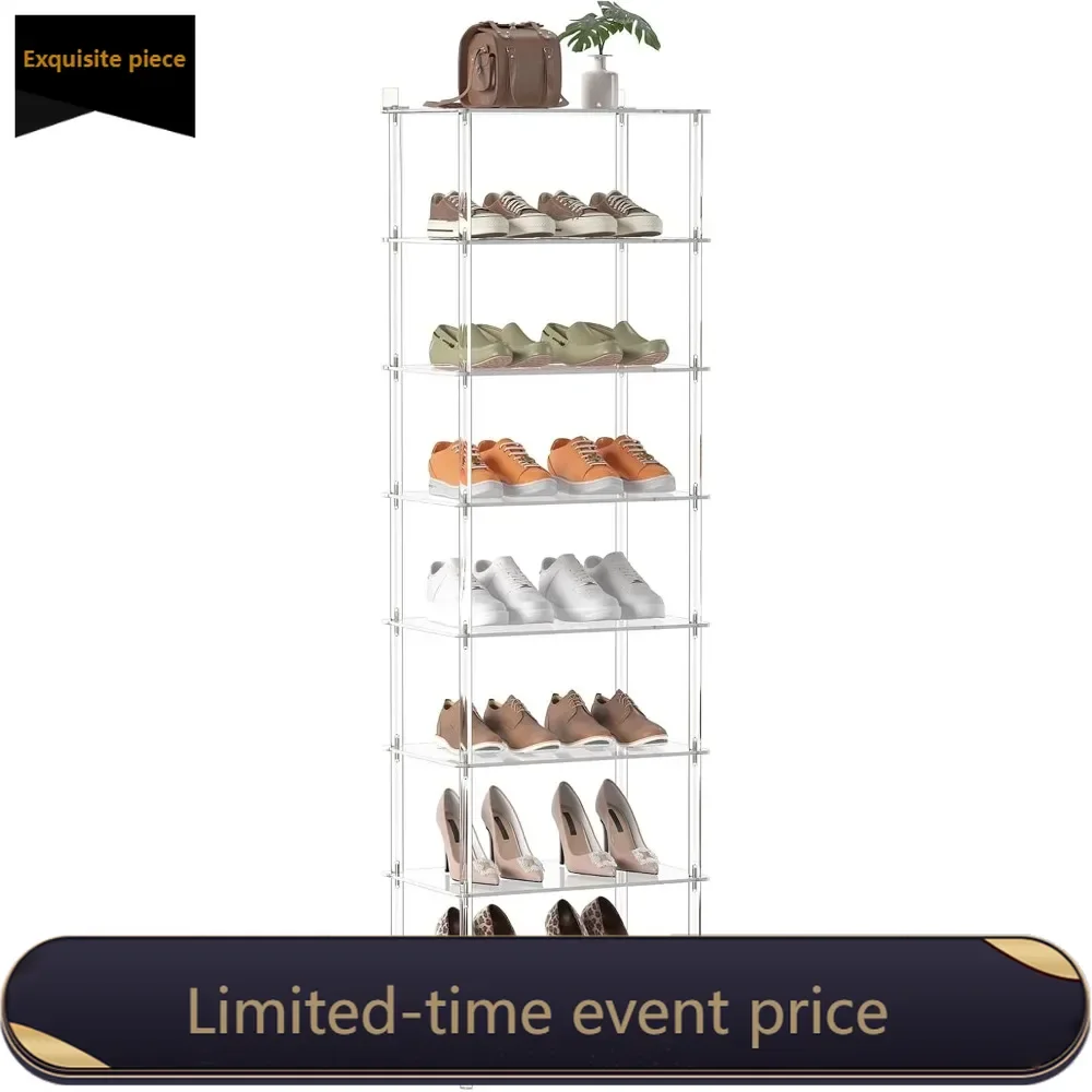 

Компактная акриловая 8-ярусная полка-органайзер для обуви – узкая прозрачная полка для прихожей