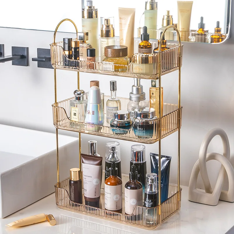 Bathroom Corner Storage Organizer Shelf Home Makeup Skincare Shampoo Lipstick Tabletop Holder Cosmetic Desk Kitchen Rack