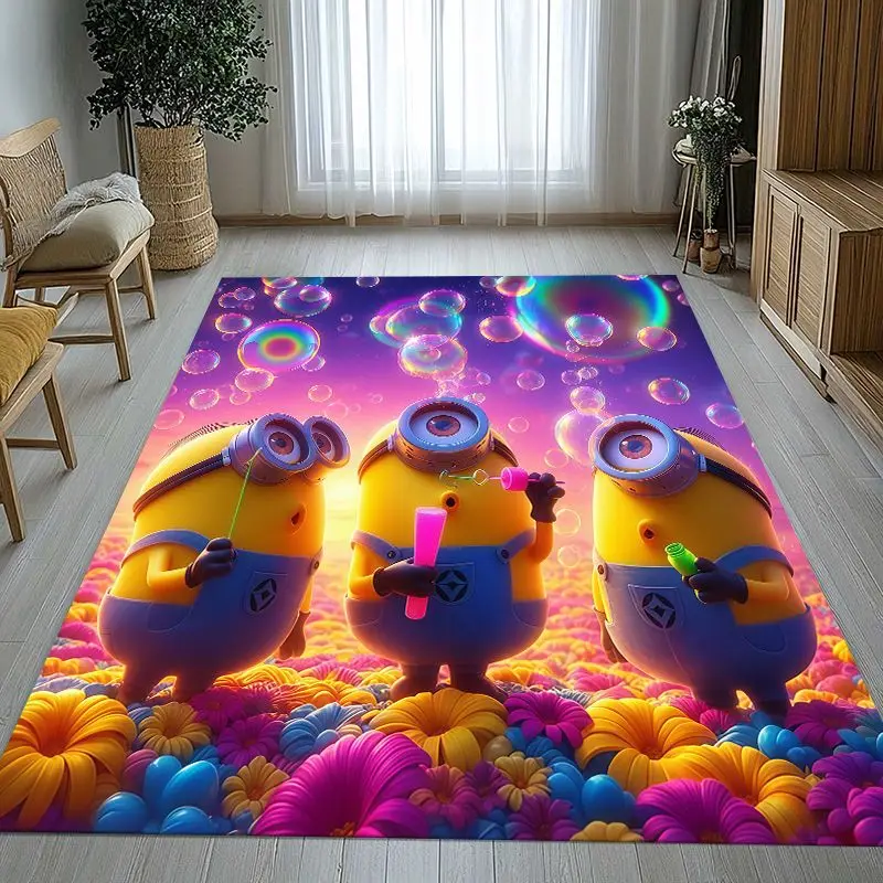 Funny Kawaii M-Minions Cartoon Area Rug,Soft Non-Slip Carpet Mat for Living Room Bedroom Playroom,Sofa Floor Rug,Home Decor Gift