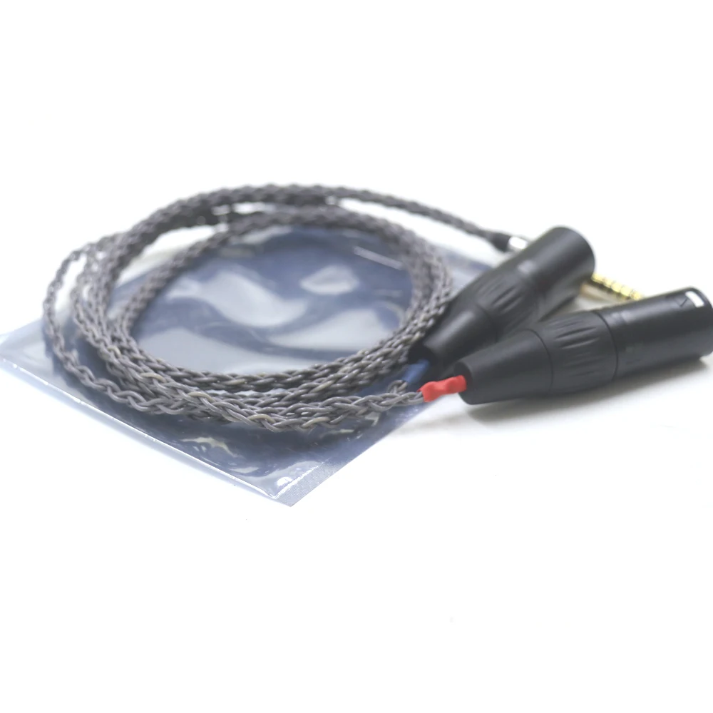 Grey High Quality 8 Cores Silver Plated 4.4mm Balanced Male to Dual 2x 3pin XLR Balanced Male Audio Adapter Cable