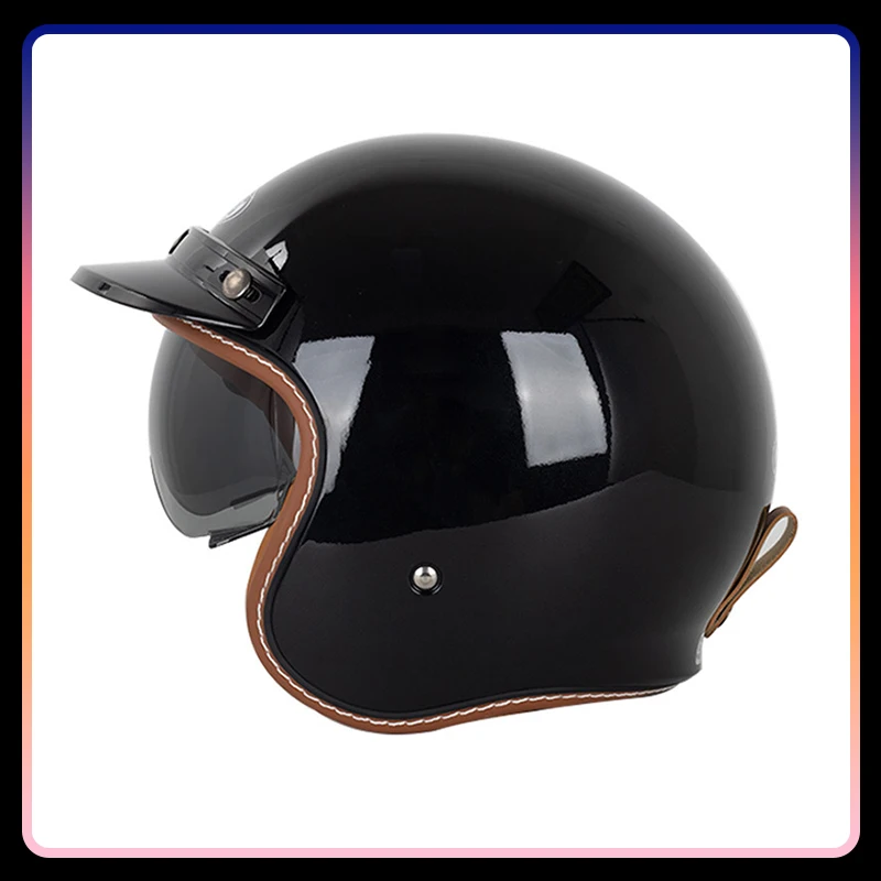 

Open Face 3/4 Motorcycle Helmets Jet Retro Motorbike Helm Vintage Chopper Capacete De Moto Bike Cascos Scooter For Men Women DOT