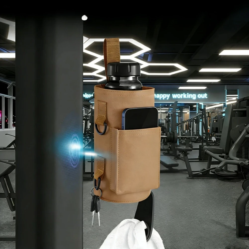 

Magnetic Water Bottle Holder, Built-in Magnet for Gym Equipment, Multi-Purpose, Durable Cordura with Sling