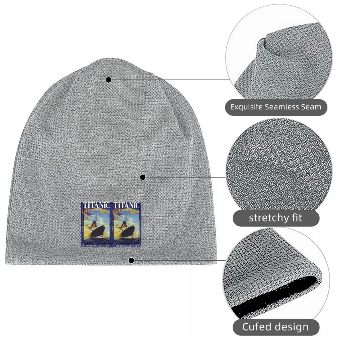 Lavoie Titanic Waffle Knit Fleece Lined Beanie with PU Leather Patch Unisex Warm Winter Soft Cap