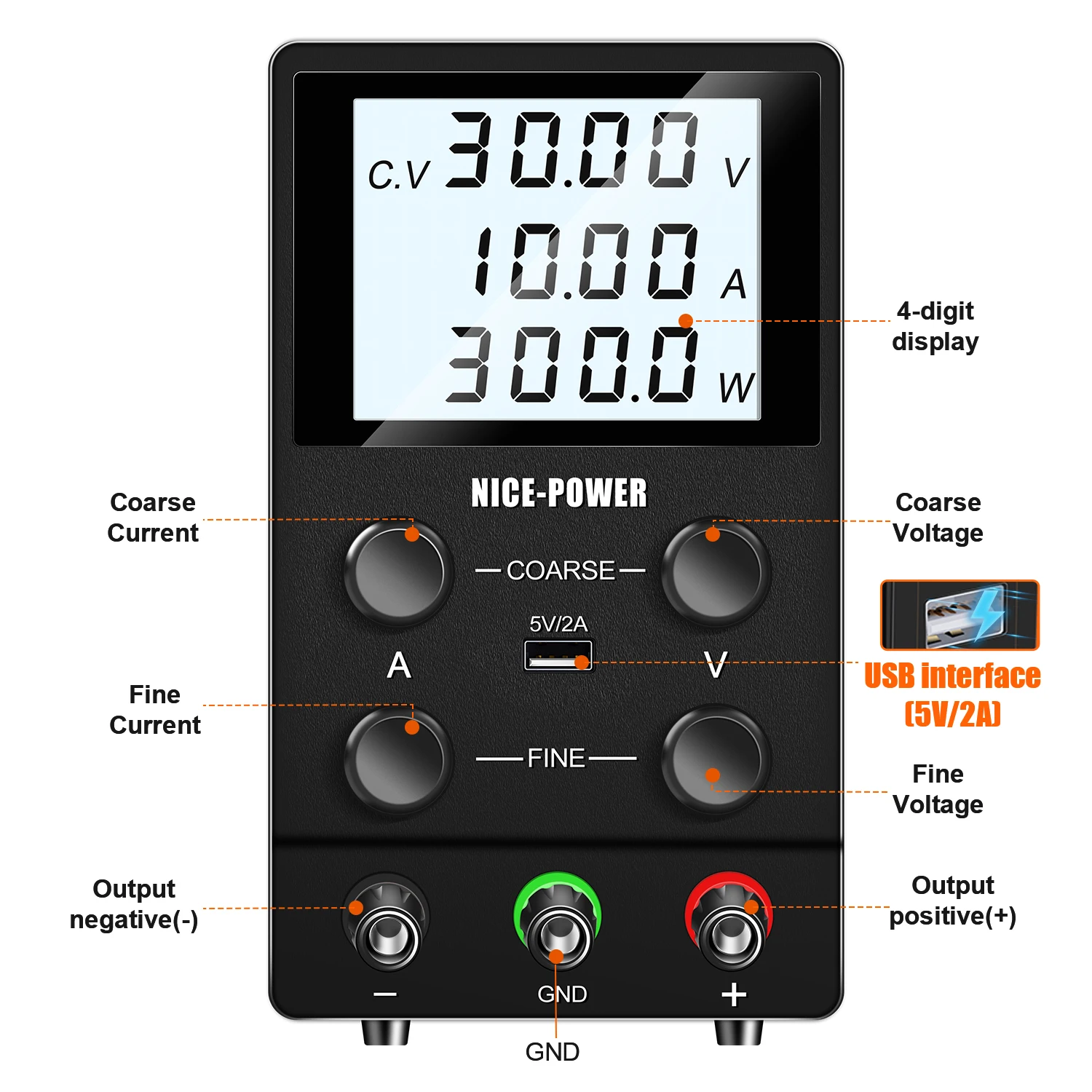 Nice-Power USB DC Regulated Lab Power Supply Adjustable 30V 10A Laboratory 60V 5A Voltage Regulator Stabilizer Bench Source DIY