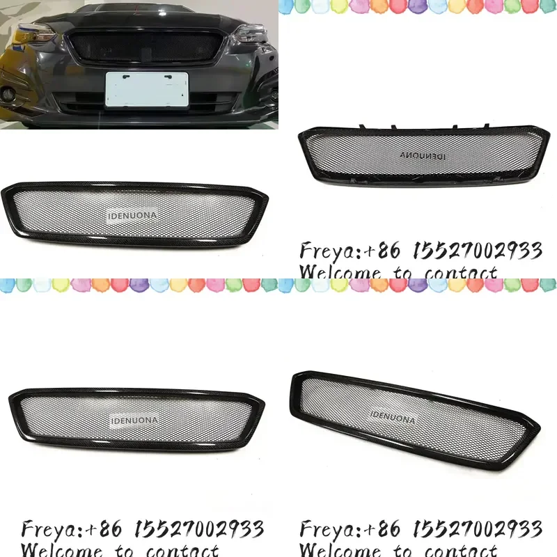 Front Grille Grill For Impreza 2.0i 2017 2018 2019 Real Carbon Fiber/Fiberglass Car Upper Bumper Hood Mesh Vent Body