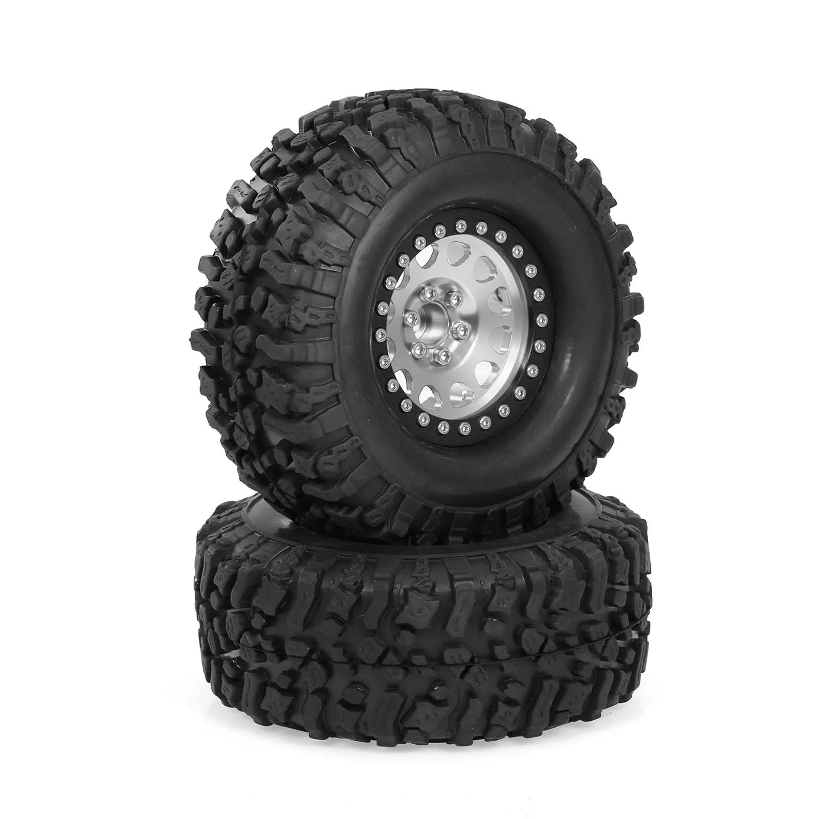 2PCS High Grip 2.2 Inch RC Rubber Tire Alloy Beadlock Rims Wheel Upgrade Parts for Traxxas Hsp Redcat Rc4wd Tamiya Axial scx10