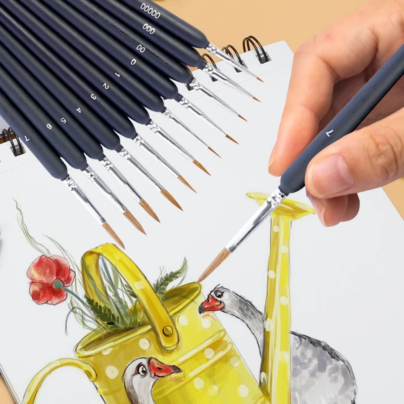 4/5/11pcs Miniature Hook Line Pen Art Painting Brushes Extra Fine Soft Hand Painted 00000 Brush For Gouache Watercolor Oil Paint image 5