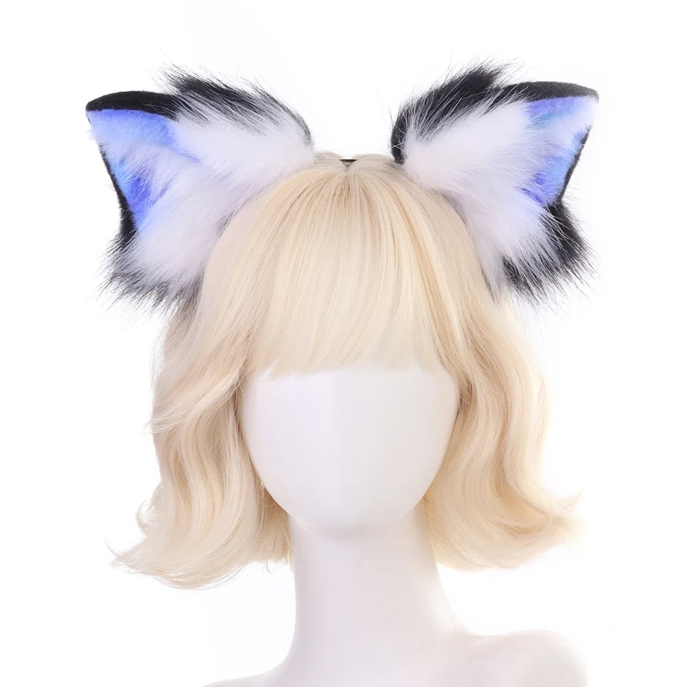 Anime Simulation Cute Girls Cat Ear Headwear Cosplay Accessory Animal Plush Handmade Hairband Role Play Comic Exhibition Prop
