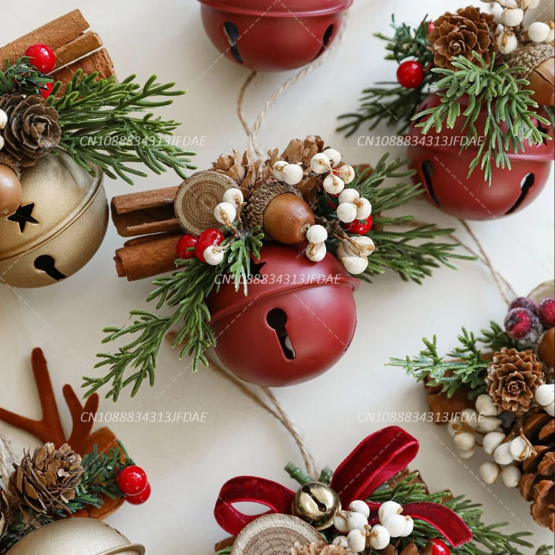 

Christmas Bell Antlers Bow Pinecone Mixed Pendant Car Hanging Decoration for Christmas Tree Showcase