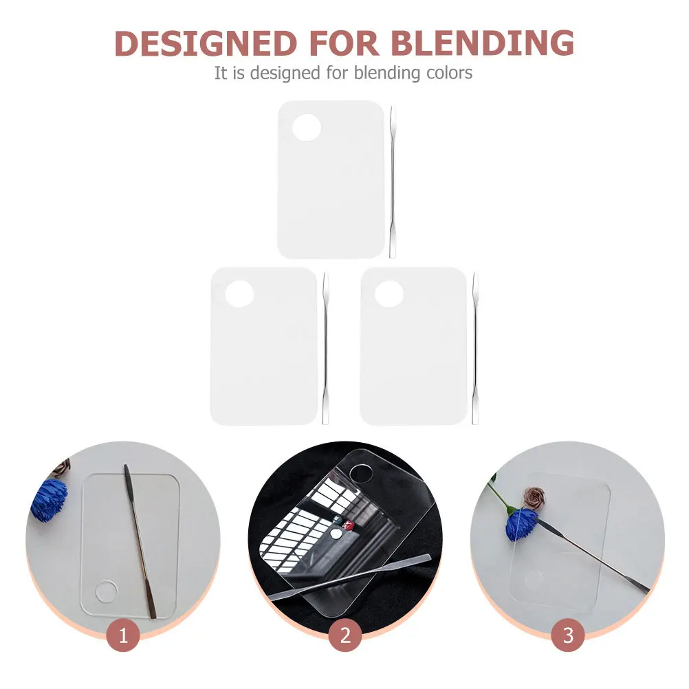 ชุดพาเลทผสมสีทาเล็บ 3 ชุด พร้อมไม้พาย เครื่องมือผสมสี อุปกรณ์ทำเล็บ