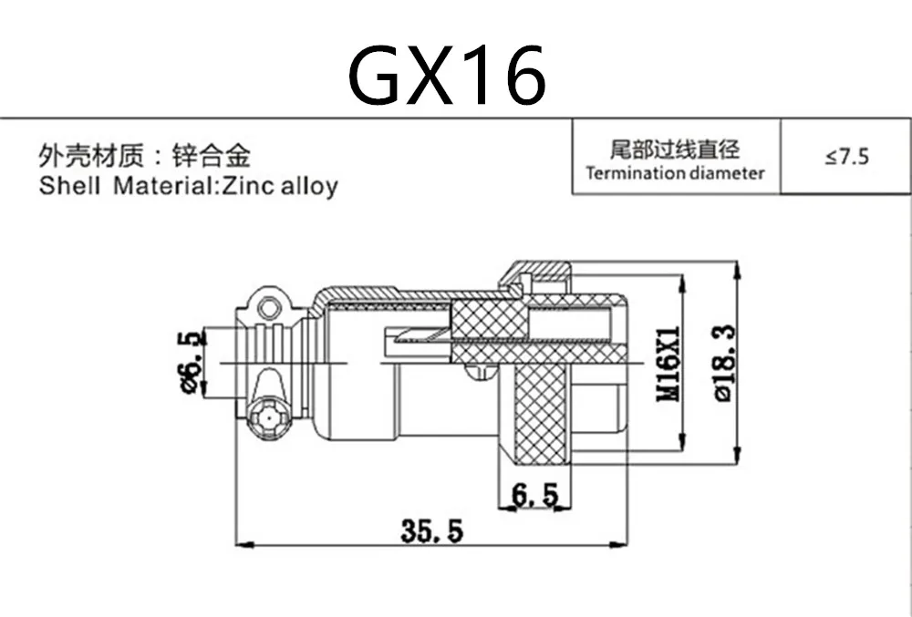 1pc gx16 2/3/4/5/6/7/8/9 Stift Buchse 16mm Draht Panel Rundst ecker L80-87 Luftfahrt Stecker Steckdose