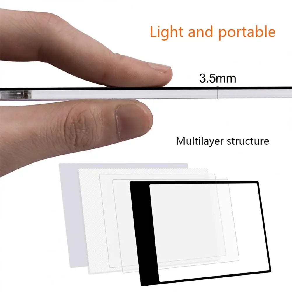 1 Set A4 Light Pad Plug-and-Play Plastic Stepless 6 Levels Brightness Adjustable LED Copy Pad LED Copy Board for Household