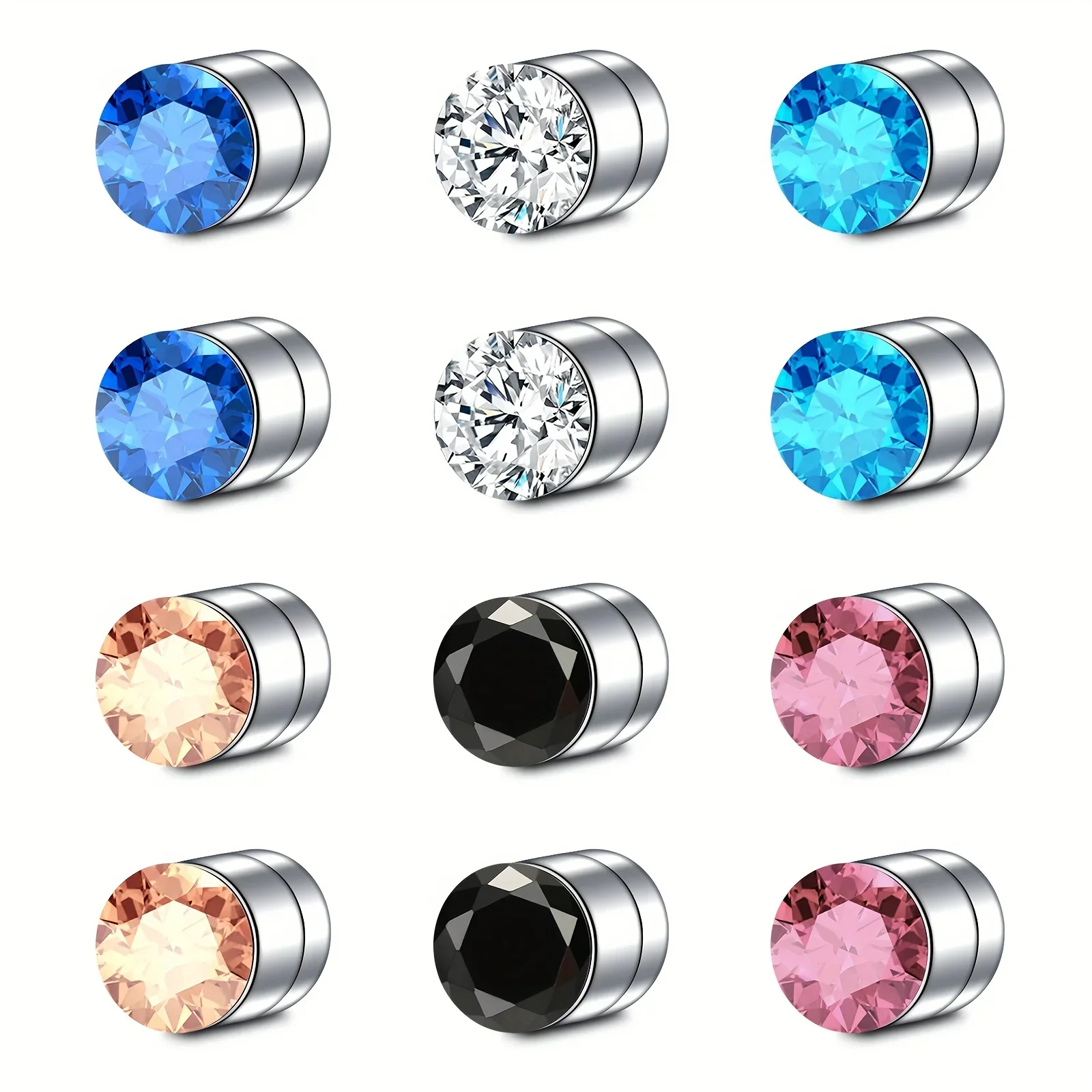 2-12Pcs Simple Stainless Steel Magnetic Nose Stud Earrings, 3mm Non-Pierced Body Jewelry For Male and female view 6
