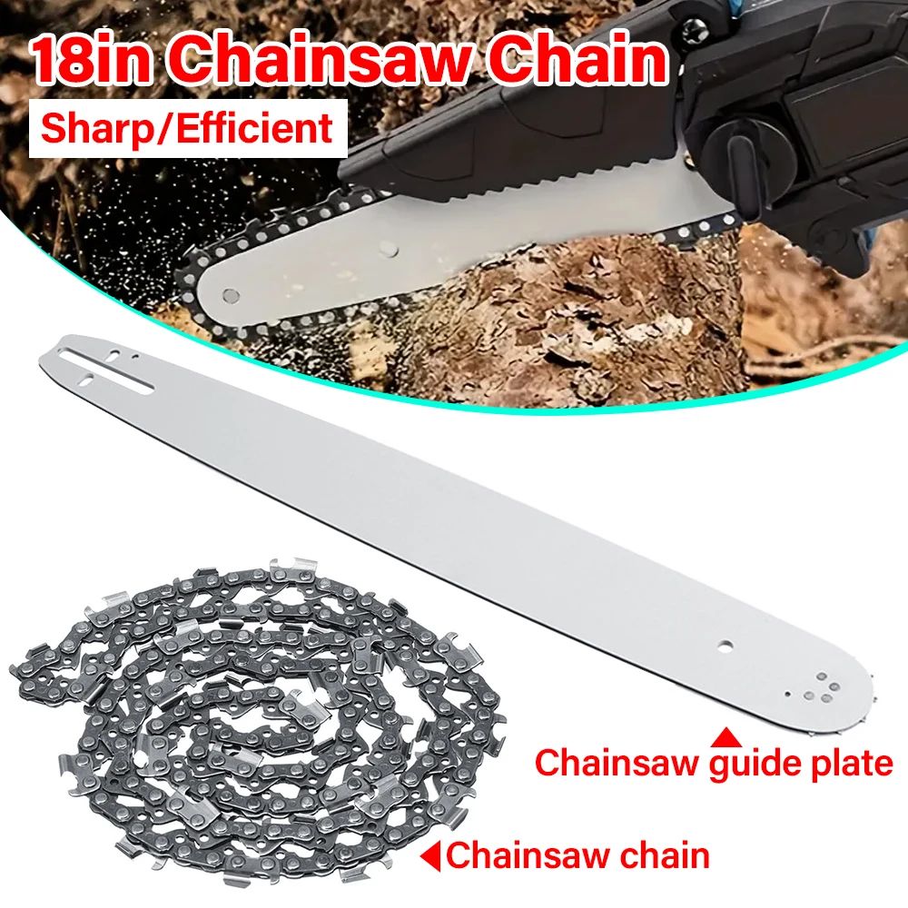18 Inch Chainsaw Guide Bar And Chain Set 0.325 Pitch 72 Drive Links Metal Replacement For Electric Gas Chainsaw Woodworking