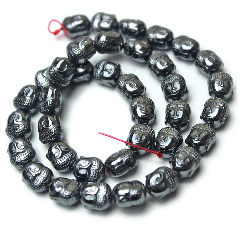 10 Pieces Buddha Maitreya Head Black Hematite Beads Natural Stone Loose Beads Jewelry Bracelet Making DIY Findings Accessories