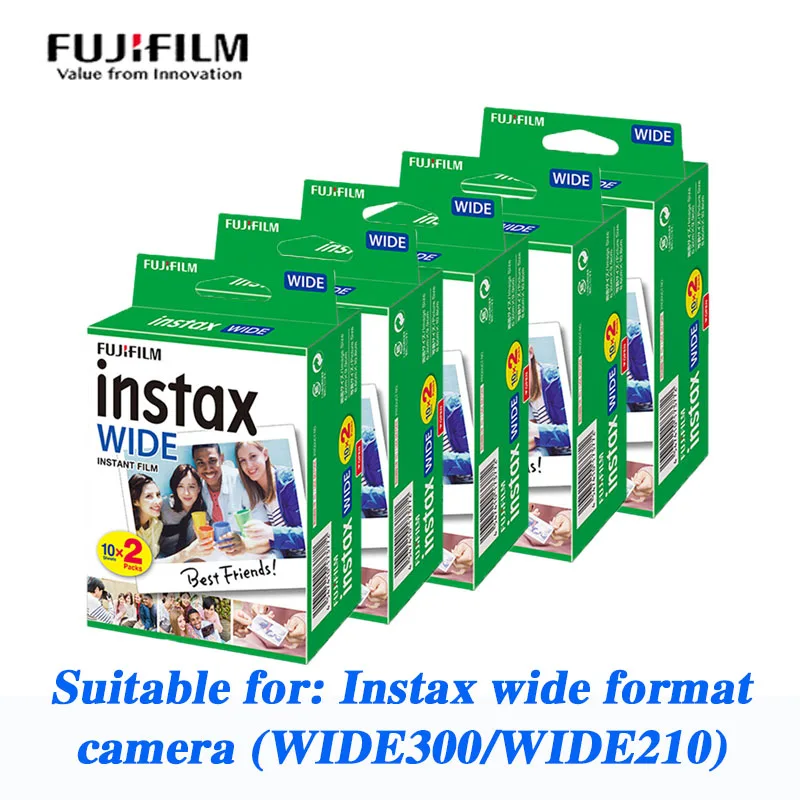 Fujifilm-Papier photo large Instax, film à bord large, grand format, 80/100, 300, 210, imprimante dédiée, 10 feuilles, 20 feuilles, 40 feuilles, 60 feuilles, feuilles