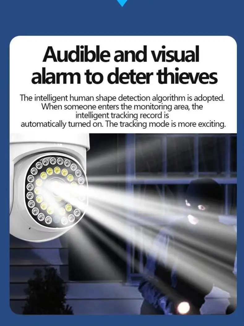 2MP/1080P IP Camera IP66 Waterproof 352° Horizontal 95° Vertical Infrared Night Vision Human Smart Detection Remote Monitor