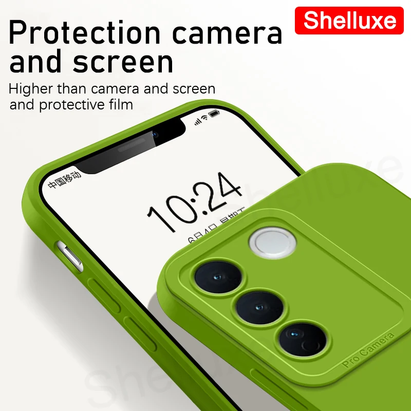 For VIVO V27 Pro Case Shelluxe Square Liquid Silicone Soft Cover For Vivo V27 V27Pro VivoV27 Pro Global Shockproof Phone Cases