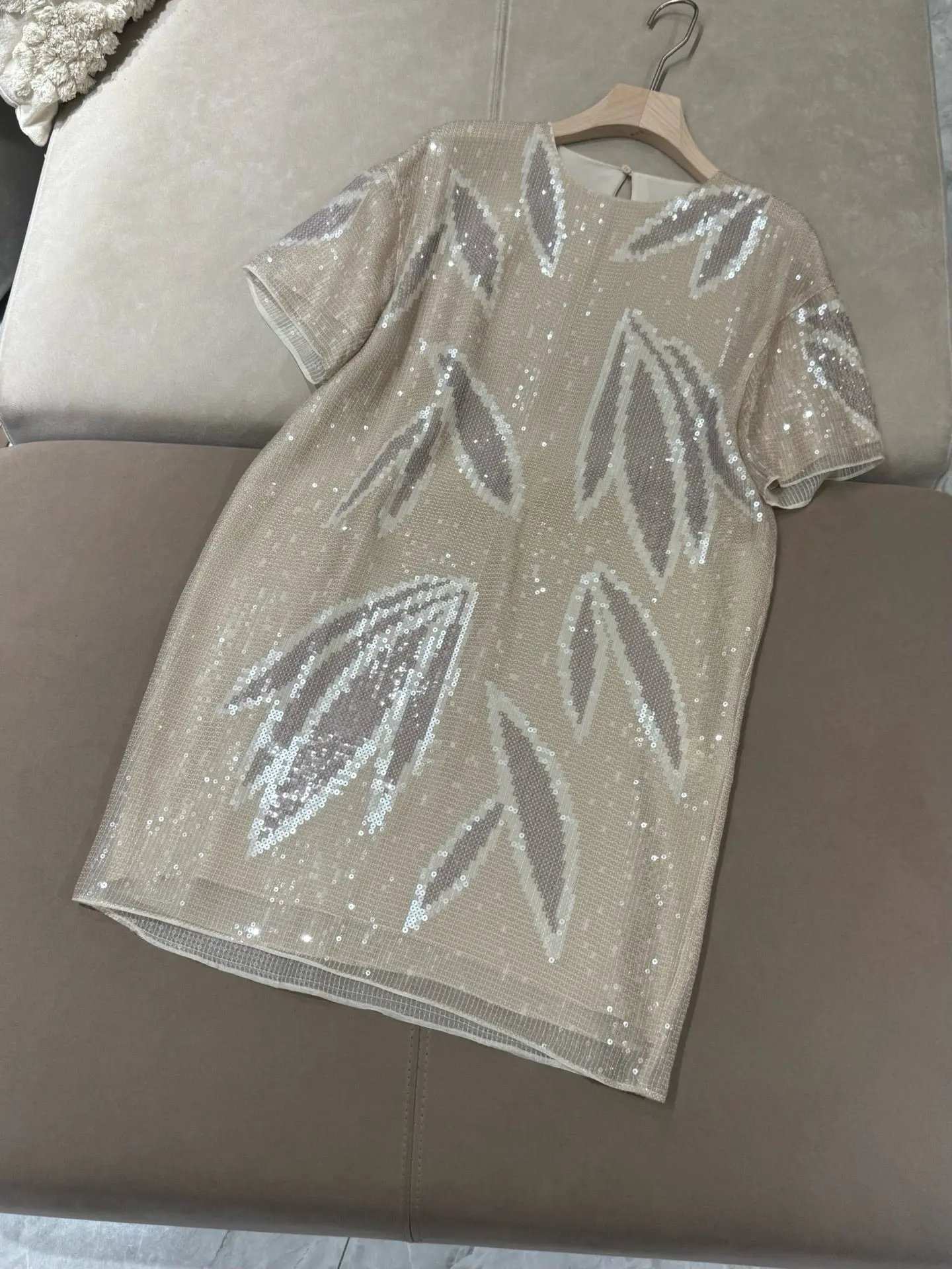 

2026 Spring and Summer New Women's Heavy Industry Bead Silk Baseball Suit Cardigan Jacket with Silk Dress Set