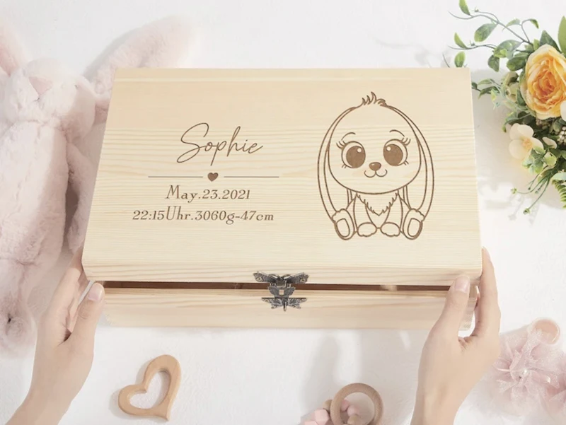 Personalized Baby Keepsake Box | Wood Memory Box | New Mom Gift | Custom Baby Gift Box | Baby Shower Decoration | Baptism Gifts