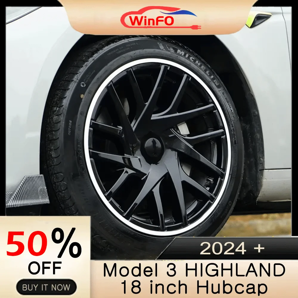 4PCS 18 Inch HubCap New Model 3 Highland 2024 Performance Wheel Cap For Tesla Replacement Automobile Full Rim Cover Accessories