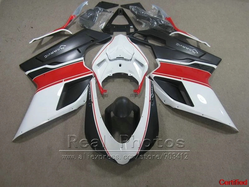 New Fairings for Ducati 848 1098 1198 07 08 09 10 11 white black fairing kit 848 1198 2007 2008 2009 2010 2011 8