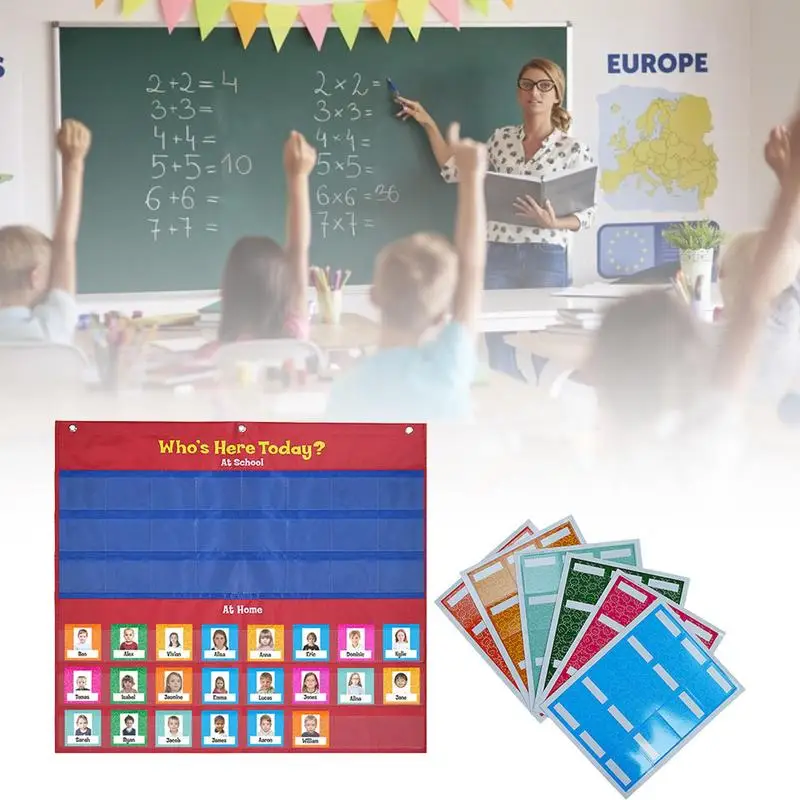 School Classroom Attendance Pocket Chart With 72 Color Cards Teacher Accessories For Classroom Management