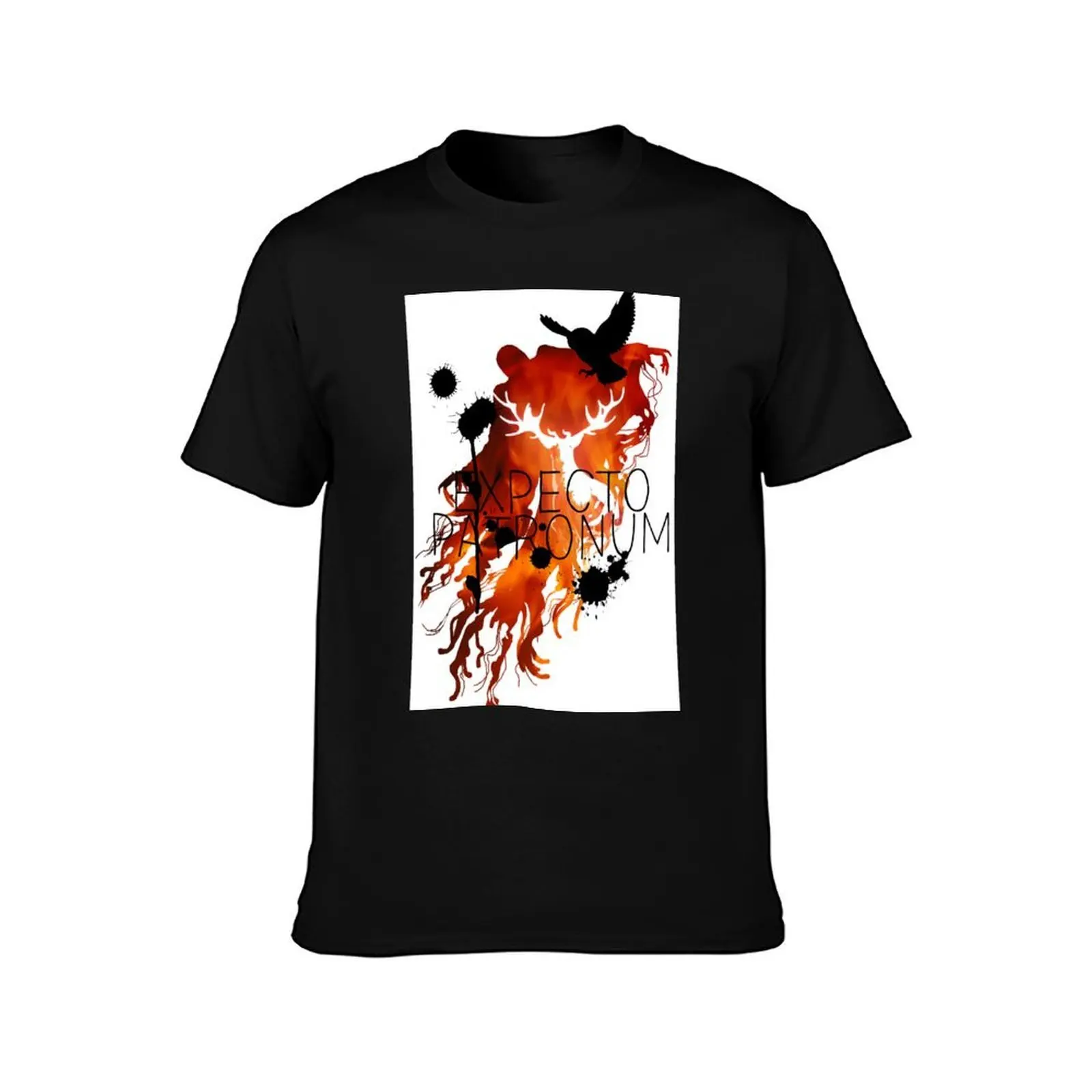 EXPECTO PATRONUM HEDWIG FIRE T-Shirt, Summer Casual Cotton Tee, Oversized Streetwear Tops, Vintage Graphic Print, 100% Cotton
