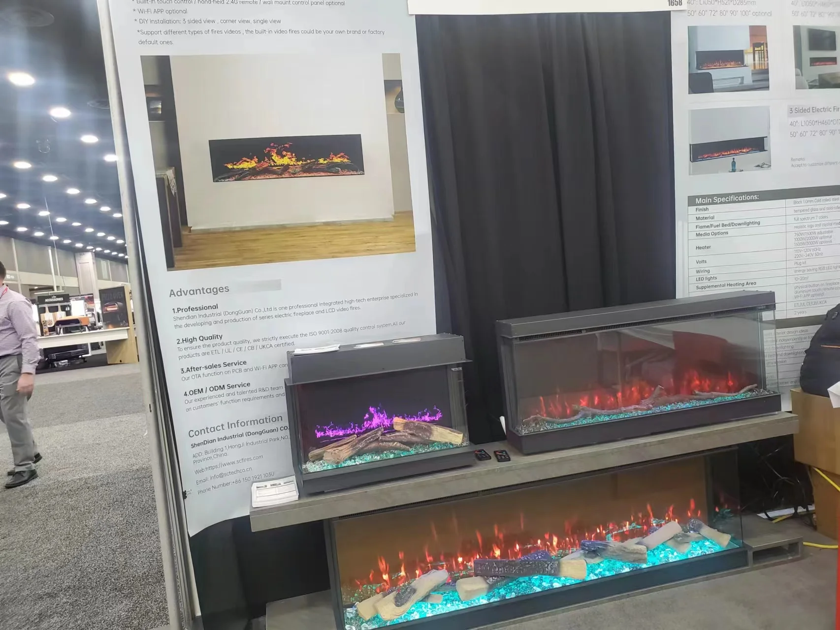 

Luxury Real Flame Technology Realistic Flame Built-In Electric Fireplace Heater LCD Virtual Electric Stove With Sparks 19 Inch