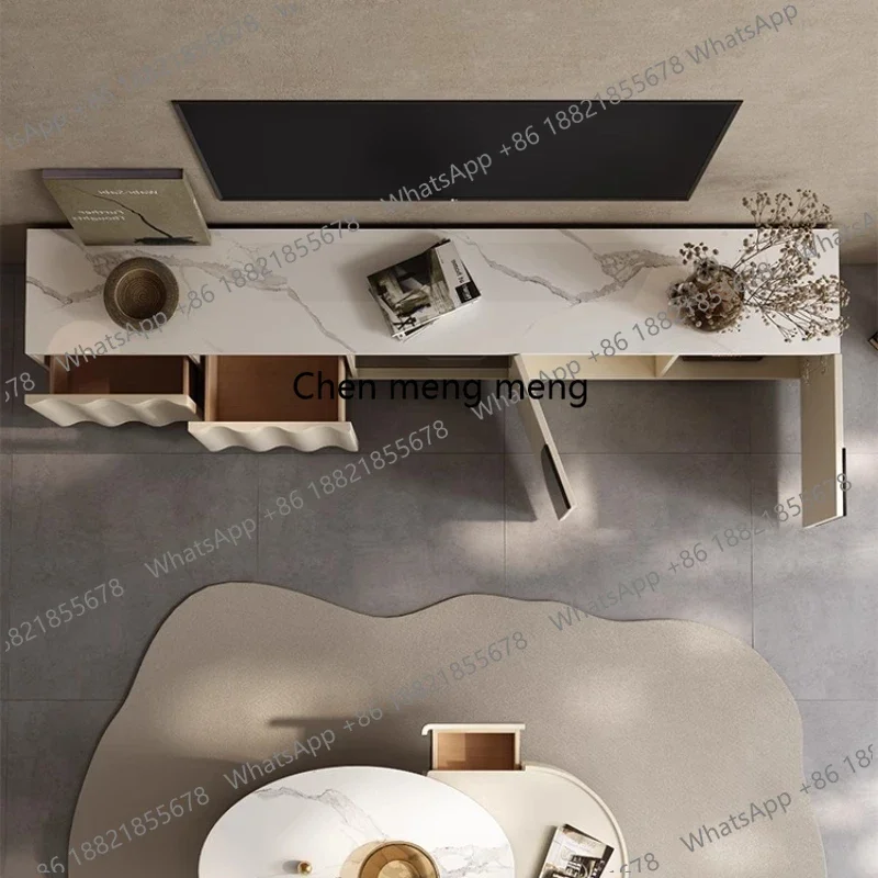 Hot sales Cream Wind TV Cabinet Light Luxury Modern Living Room Organizer Tv Table Entertainment Shelf Universal Muebles Furnitu