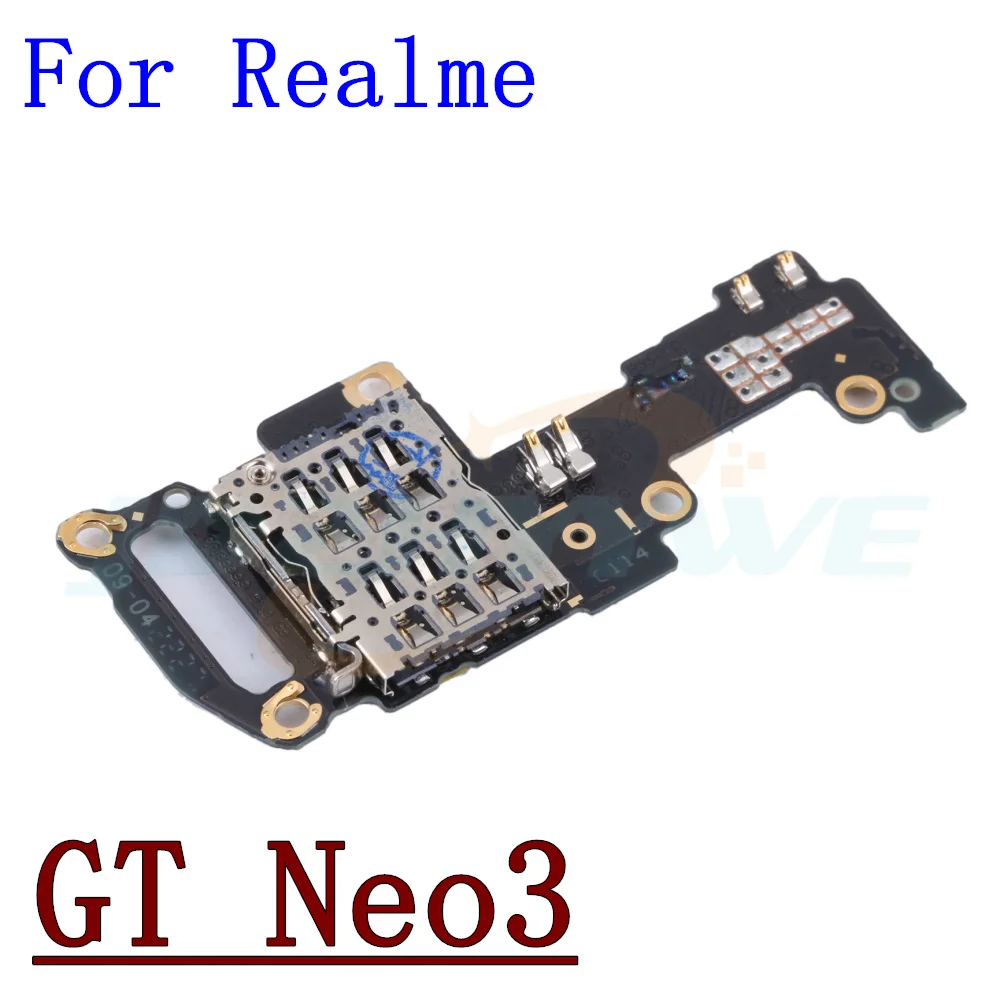 SIM Card Reader Socket Tray Slot Microphone Signal Antenna Connect Module Board For Realme GT Neo2 GT Neo3 GT Neo5 Neo 2 3 5