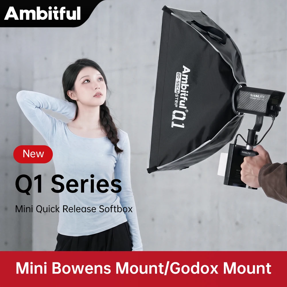 Boîte à lumière Ambitful série Q1 30cm 45cm 55cm Mini Softbox à monture Bowens/Godox à dégagement rapide avec grille en nid d'abeille pour Godox Yongnuo